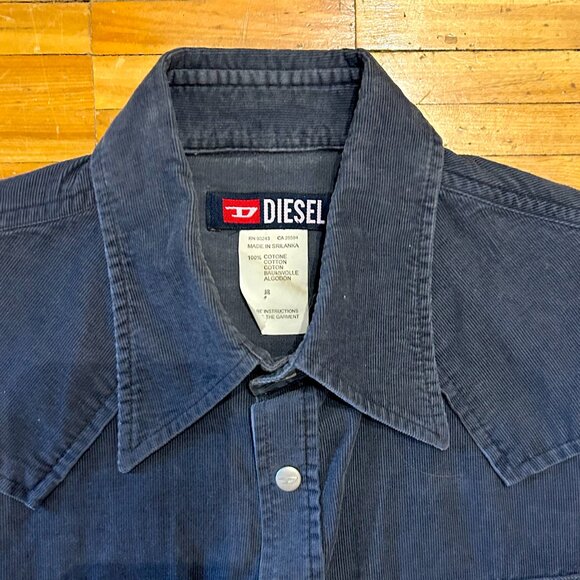 VINTAGE NAVY DIESEL WESTERN STYLE PRE-WASHED CORDUROY SHIRT - Picture 3 of 8